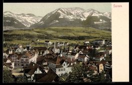AK Sarnen, Totalansicht mit Bergpanorama