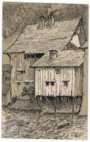 An der Linth in Schwanden, Künstlerkarte Hch. Rhyner, g 1912
