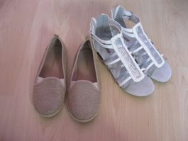 Girls Sandalen weiss, Schlupfschuhe, goldglitzerig Gr. 36