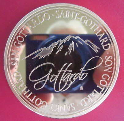 Medaglie: San Gotthardo - mit Stein - vergoldet - 50 mm - PP – Nuovo e nell'imballaggio originale da Luzern venduto da Horoskop1