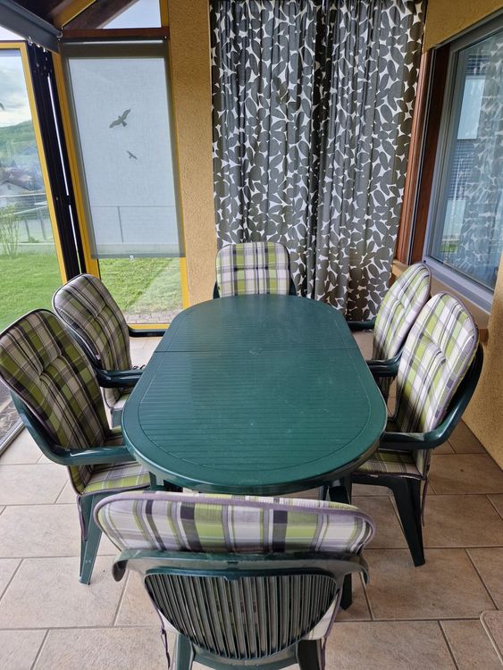 Gartentisch ausziehbar mit 9 Stühlen und Polstern Kaufen auf Ricardo