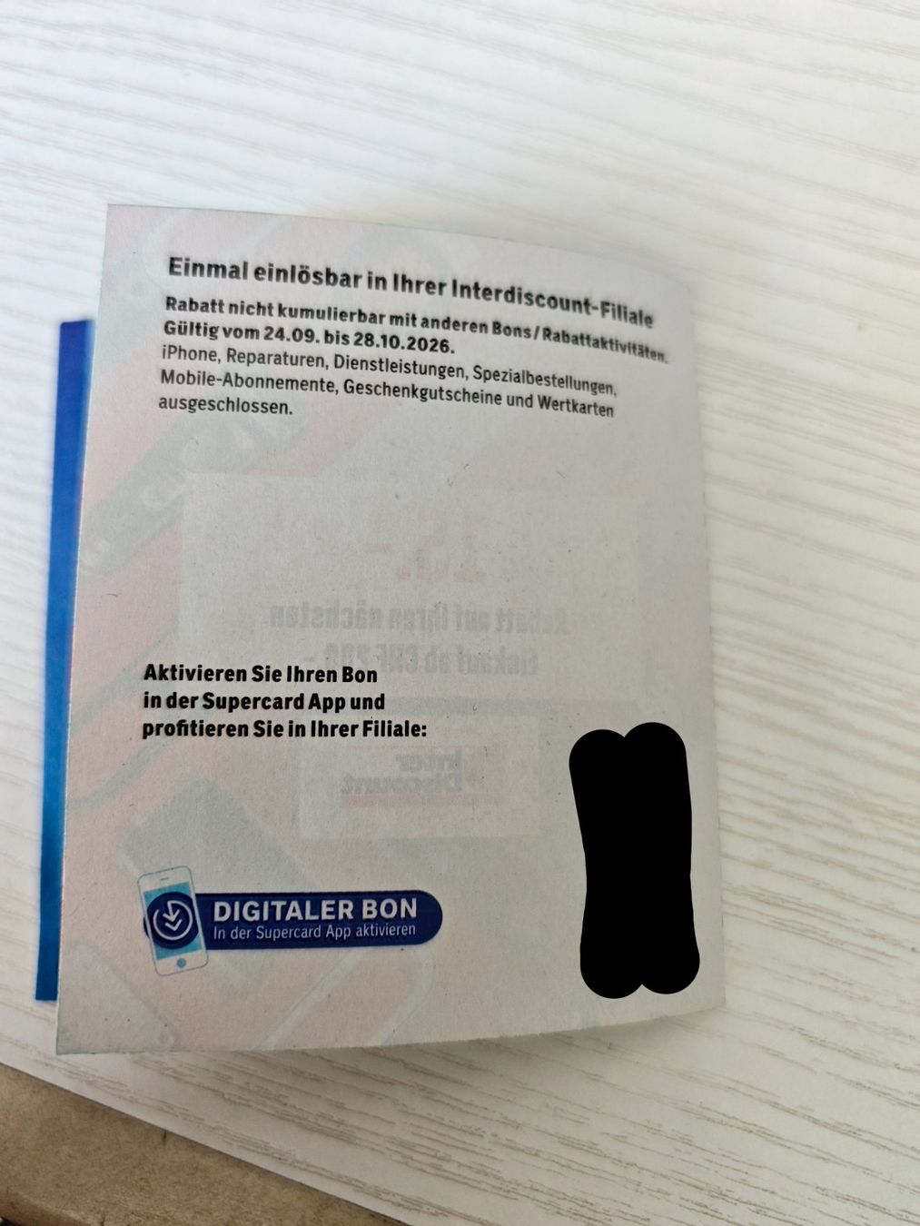 Interdiscount Bons: Interdiscount Rabattbon 15 Franken – Neuf avec emballage d'origine à Grosshöchstetten par Mouchi 1