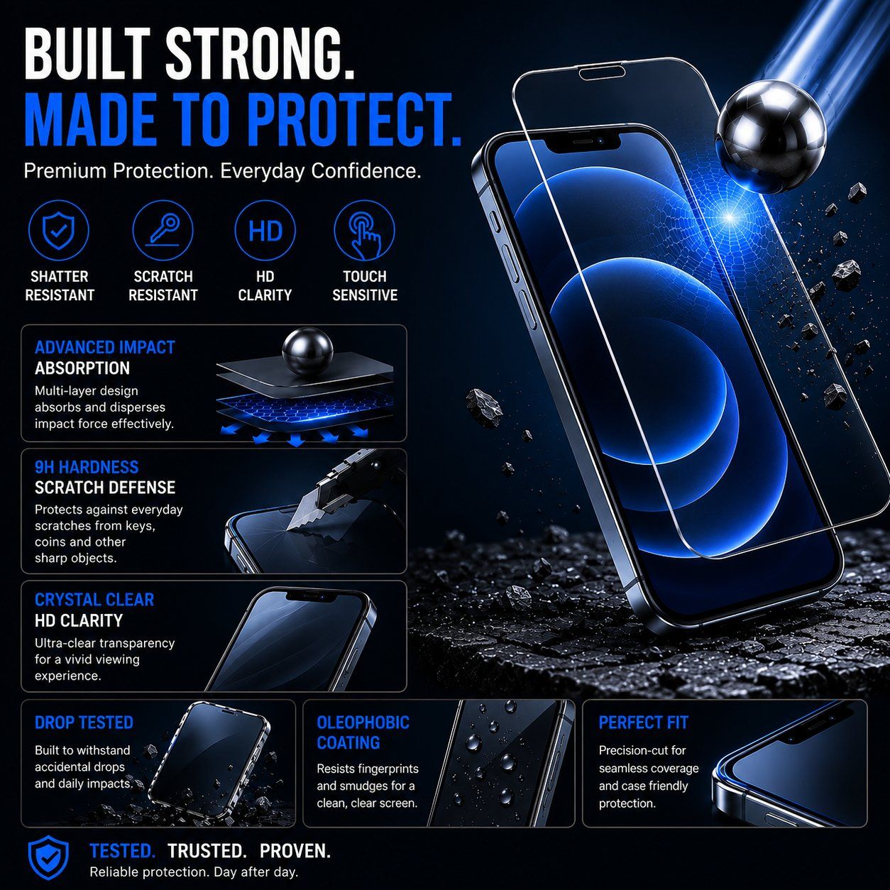 Cover & Protezioni schermo: iPhone 12/ 12 Pro /12 Pro Max Panzerglas Displayschutz 9H HD – Nuovo (secondo la descrizione) da Luzern venduto da MobiStore11 1