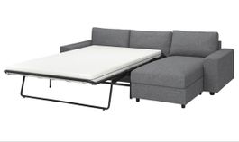 Grey Sleeper Sofa with Chaise Lounge - Like New!