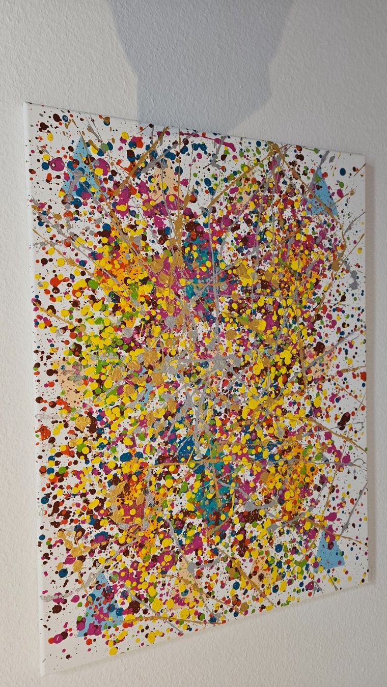 Dipinti: Tableau abstrait multicolore, parfait pour le salon! – Nuovo (secondo la descrizione) da Le Locle venduto da fab_c9hh 1
