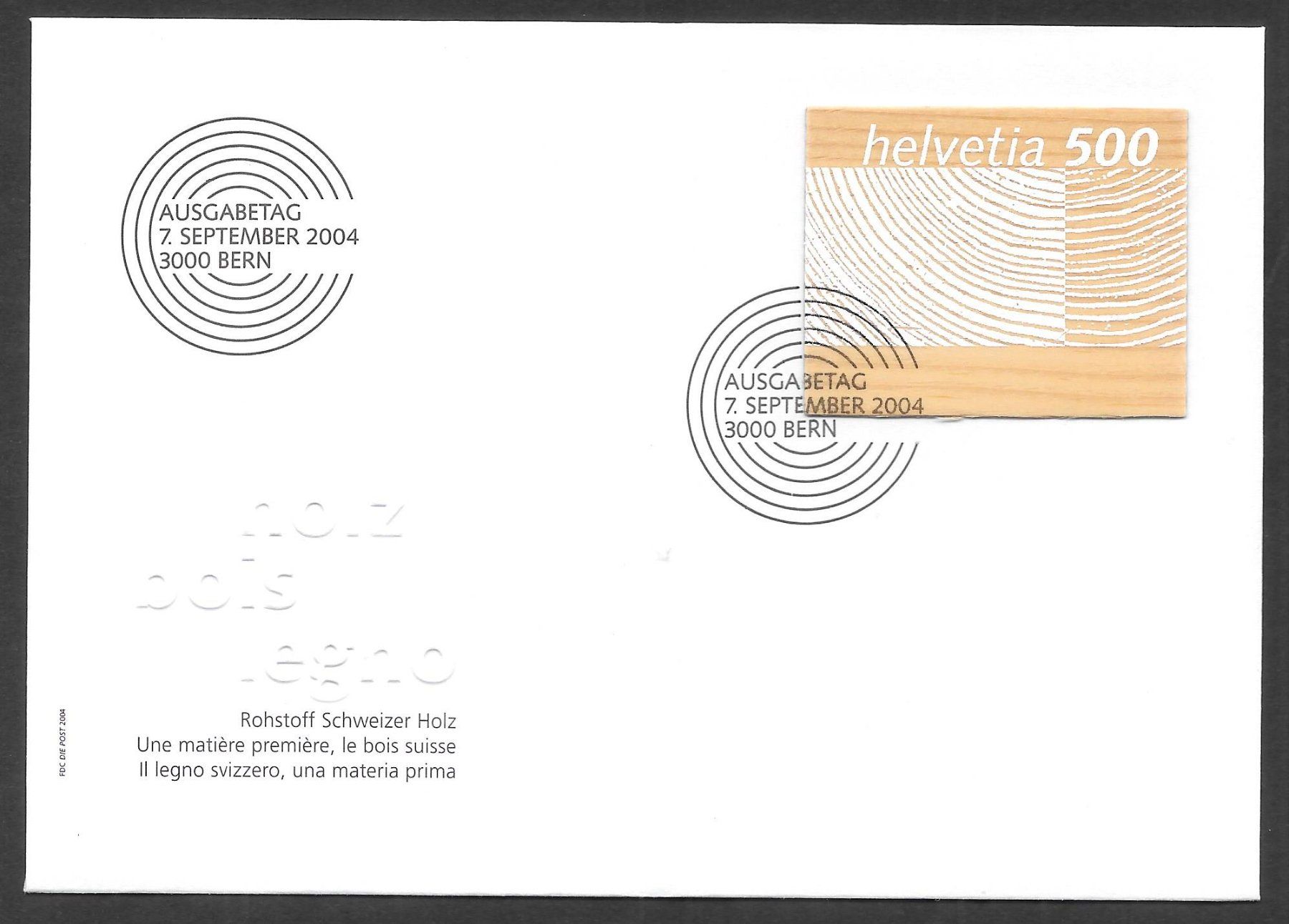 Alle Briefmarken: FDC Nr. 1133 Holzmarke ET Bern 7.9.2004 – Neu (gemäss Beschreibung) aus Olten von clotaldi