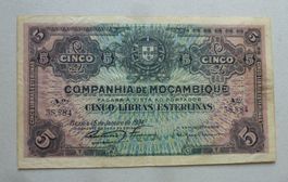 Mocambique ++ 5 Libras Esterlinas 1934