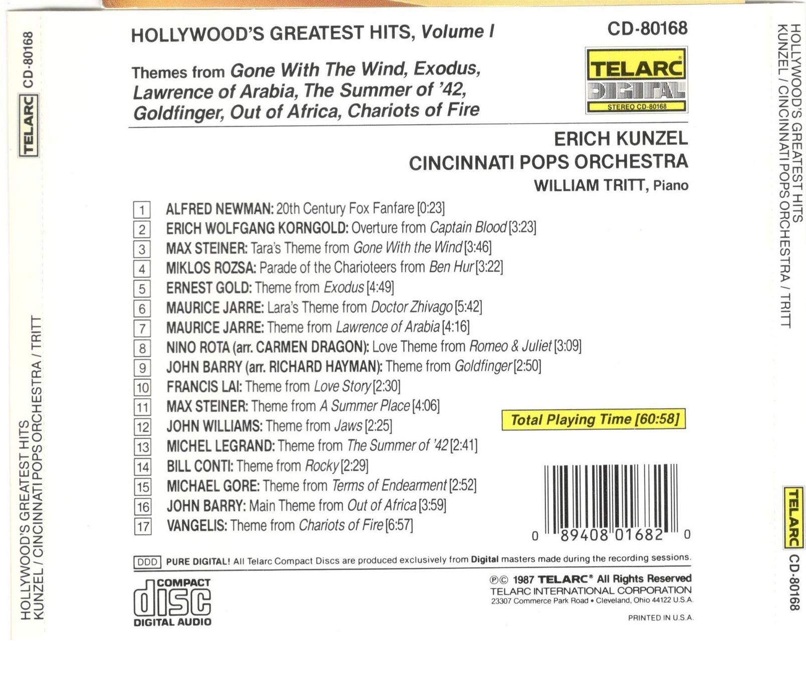CD: Erich Kunzel, Cincinnati Pops Orchestra CD Hollywood's Great – Usato da St. Margarethen TG venduto da ursk10 1