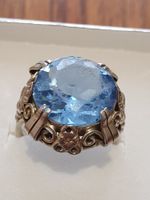 Floraler Vintage Silber Ring besetzt mit Gablonz-Stein