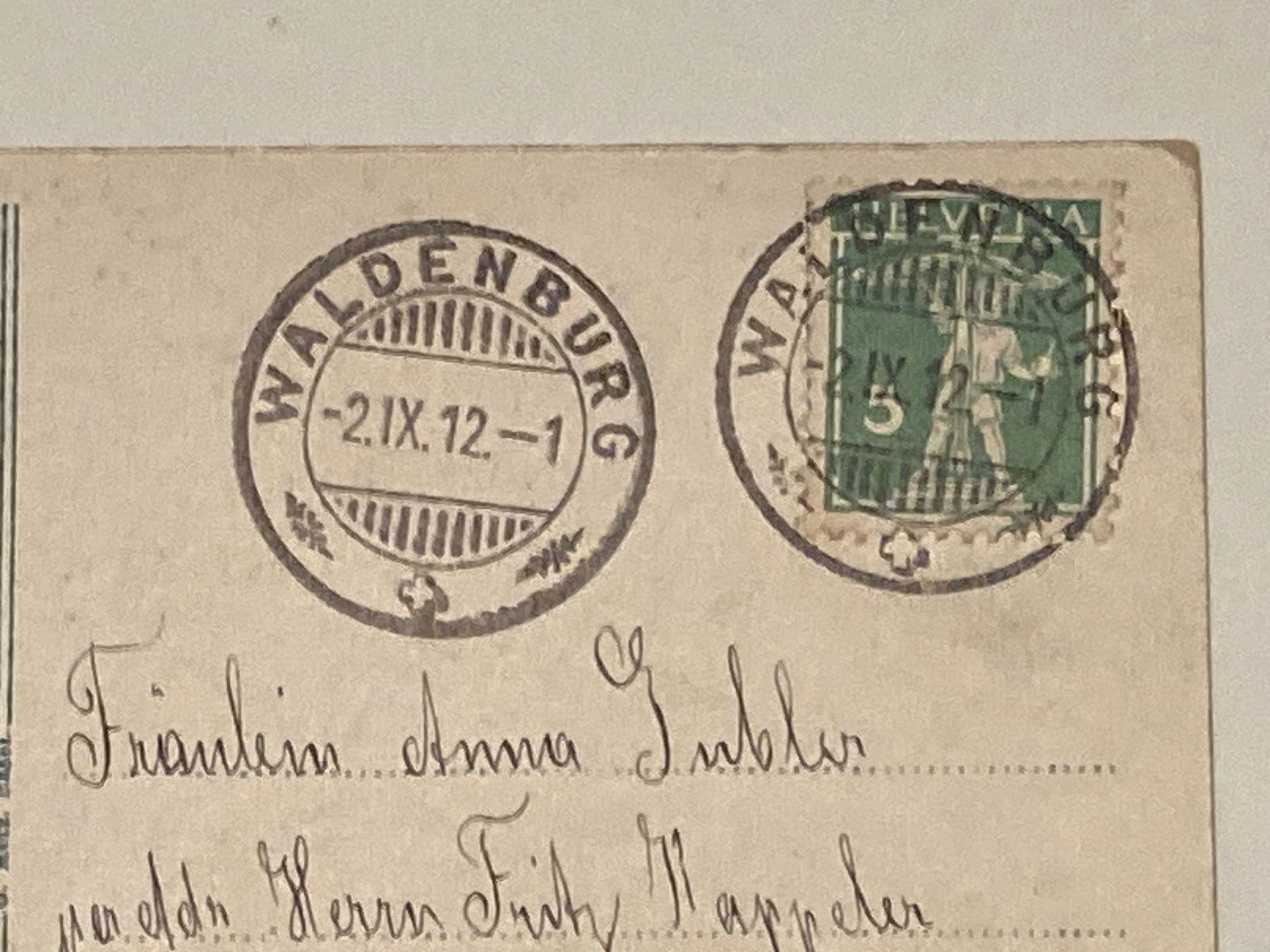 Ansichtskarten: 2.lX.12 AK WALDENBURG Farblitho – Gebraucht aus Buchrain von Blochha 2