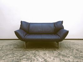 DESIGNER ECHT-LEDER-SOFA LEOLUX TANGO DARK BLUE - GEBRAUCHT