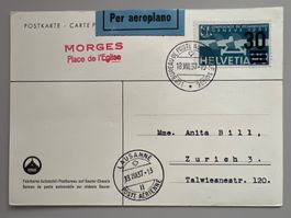 1937 Automobil Postbüro Karte mit Sonderstemepel MORGES