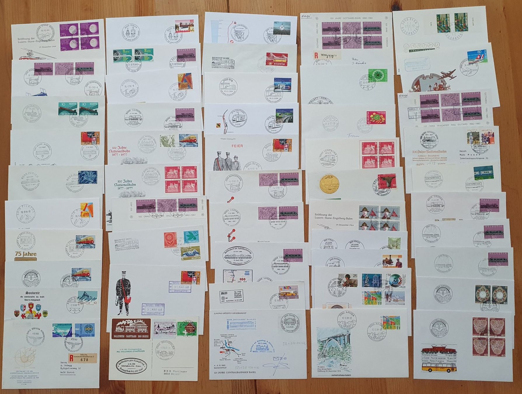 Alle Briefmarken: Schweiz: 150 Briefe mit Bahn Stempel oder Couvert Bahn – Gebraucht aus Dällikon von Minita 1