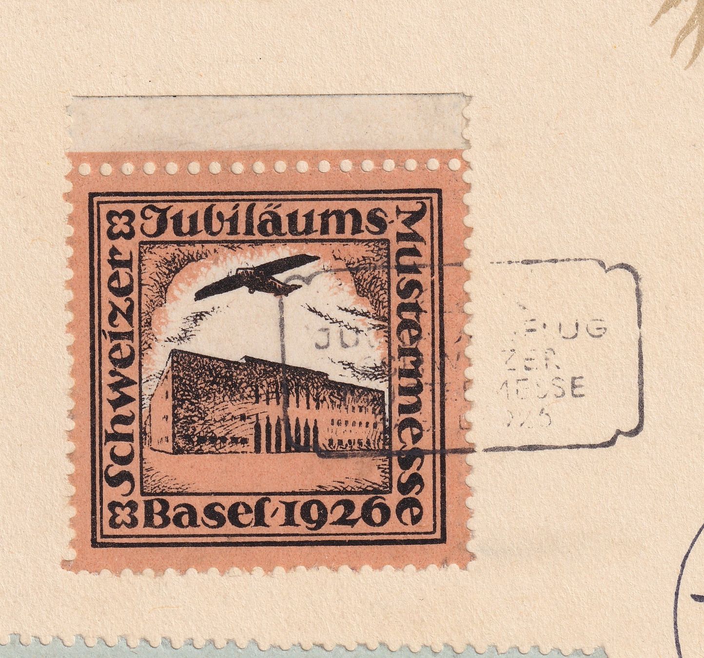 Tutti i francobolli: Flugspende Vignette 1926.2 Mustermesse BASEL auf Postkarte – Usato da Ebikon venduto da SilvioFreund 1