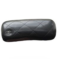 Chanel Quilted Black Leather vintage glasses case