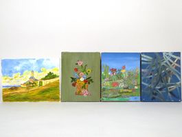 Vier Akrylgemälde auf Leinwand