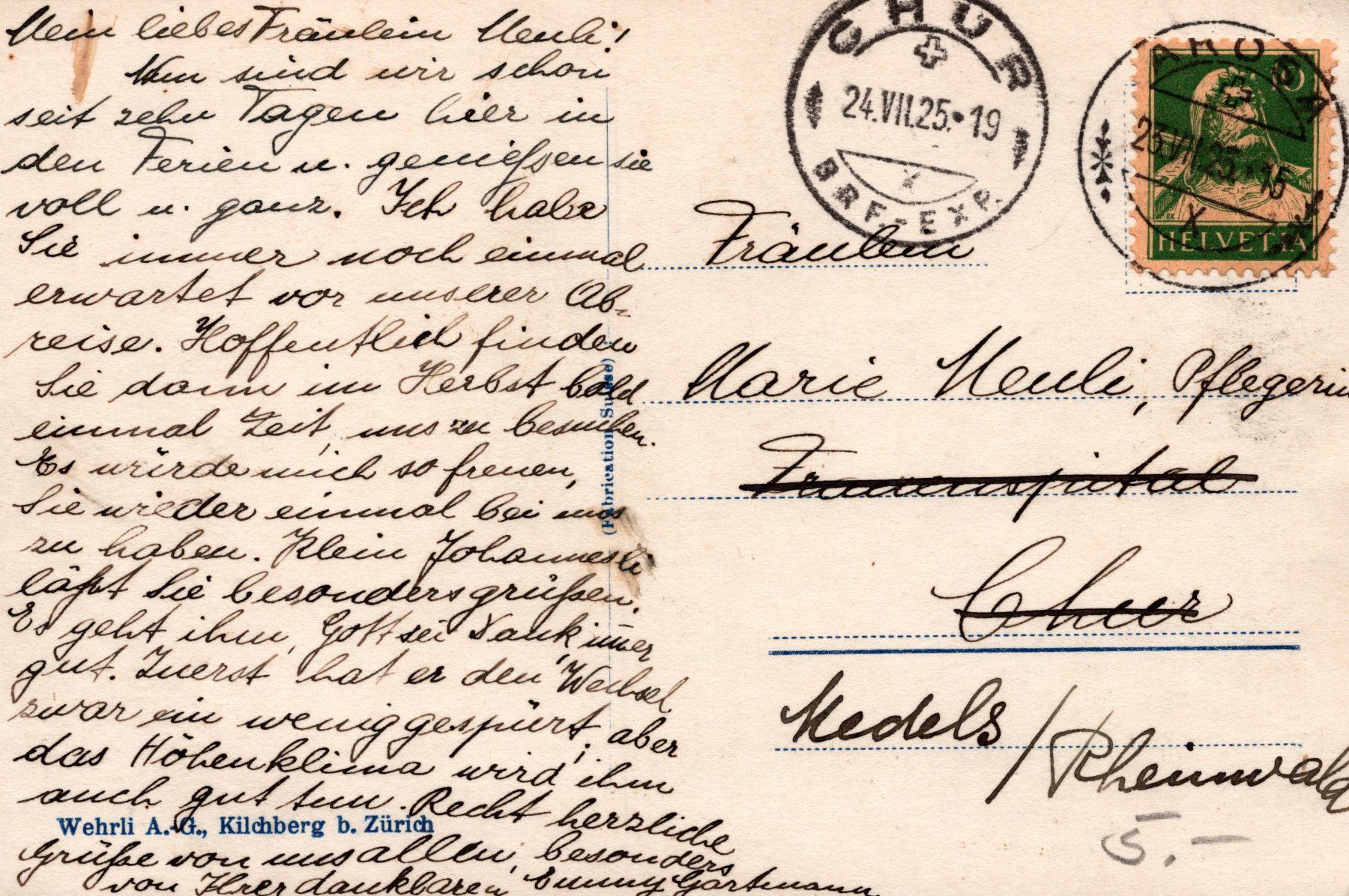 Cartoline postali: 0112 - Postkarte / Ansichtskarte - Inner-Arosa – Usato da Reinach BL venduto da Boston-Verkauf 1