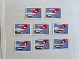 8 Swissair Briefmarken à 1.10Fr. postfrisch**
