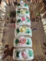 6 er Set Serviettenringe Rosen Porzellan Vintage Shabby
