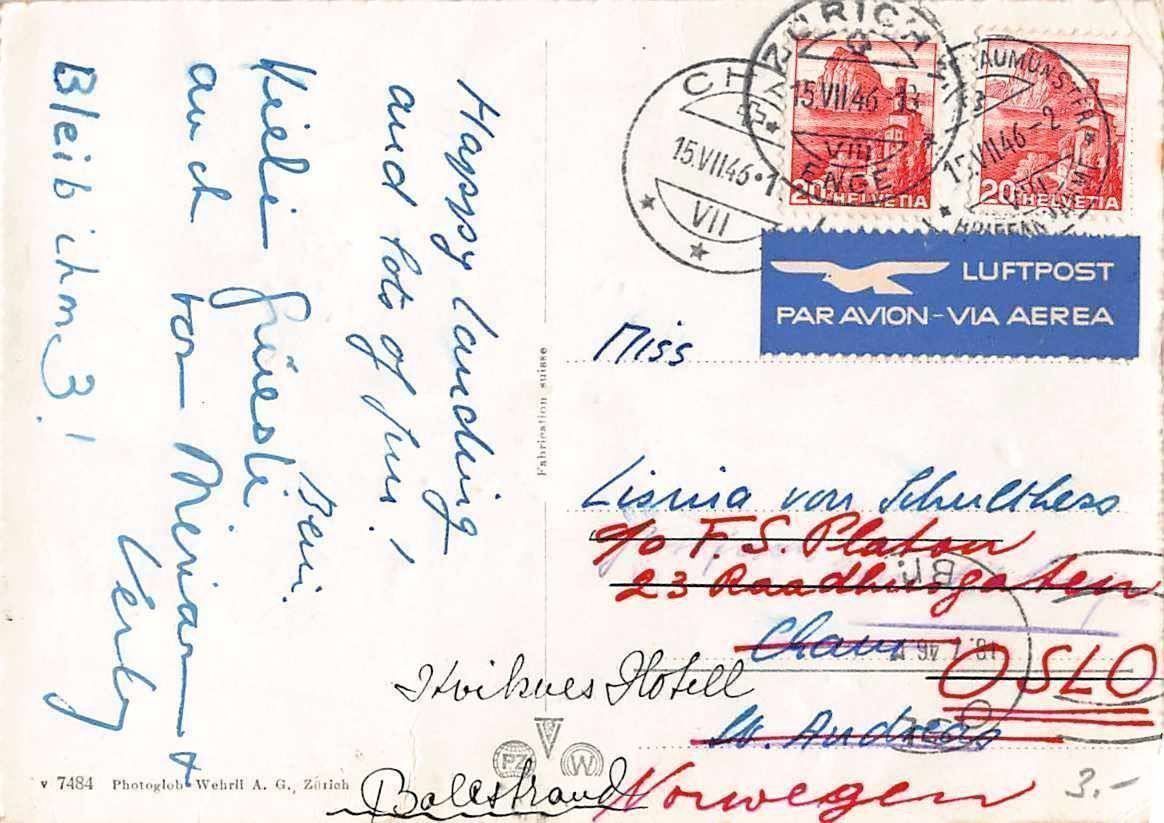 Ansichtskarten: IRRLÄUFER von DOLDER GRAND 1946 – Gebraucht aus Winterthur von SchatzchischtliWinti 1