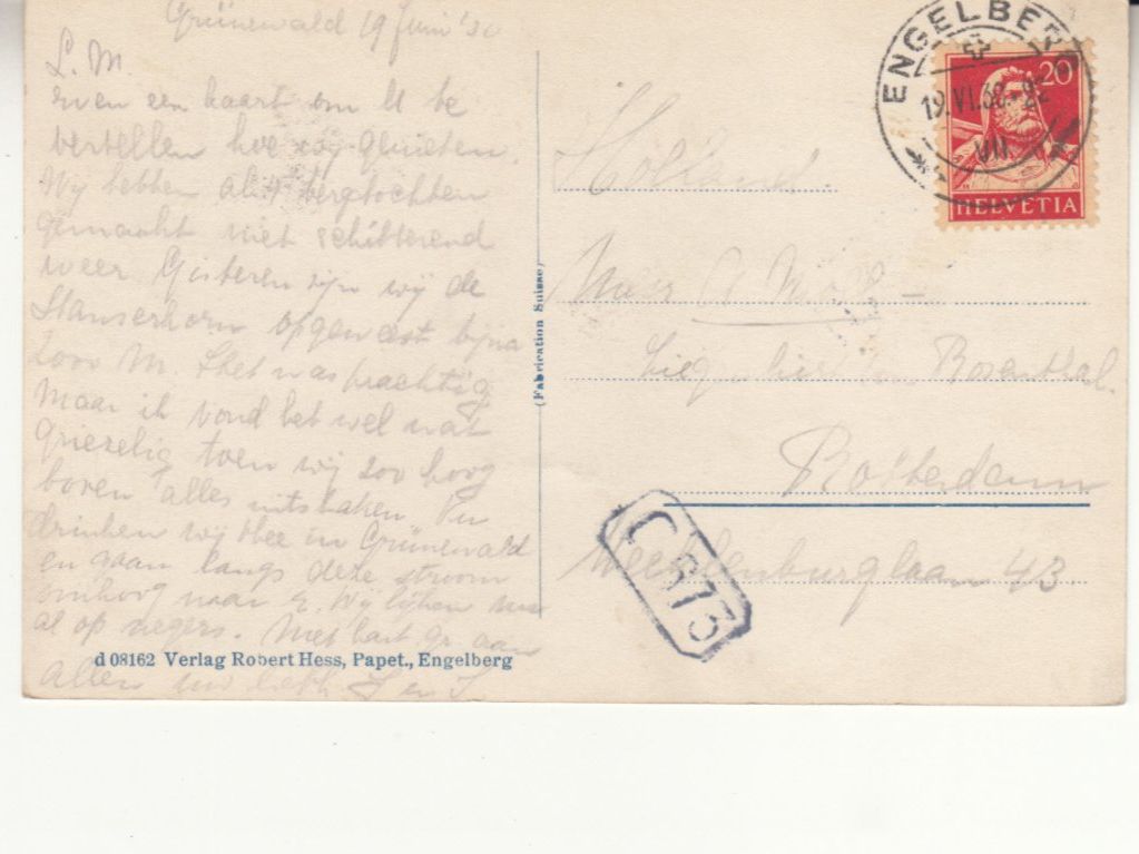 Ansichtskarten: Engelberg Aaschlucht 1930 – Gebraucht aus Bürglen TG von StampGraf 1
