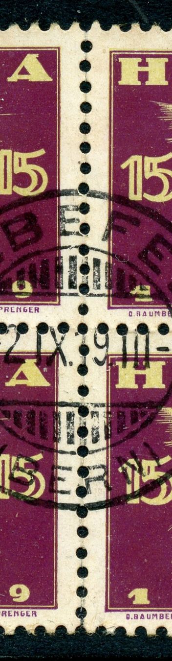 Tutti i francobolli: Zst 145 im Viererblock - Liebefeld/BE 2.IX.19 – Usato da Steffisburg venduto da Charlamov 1