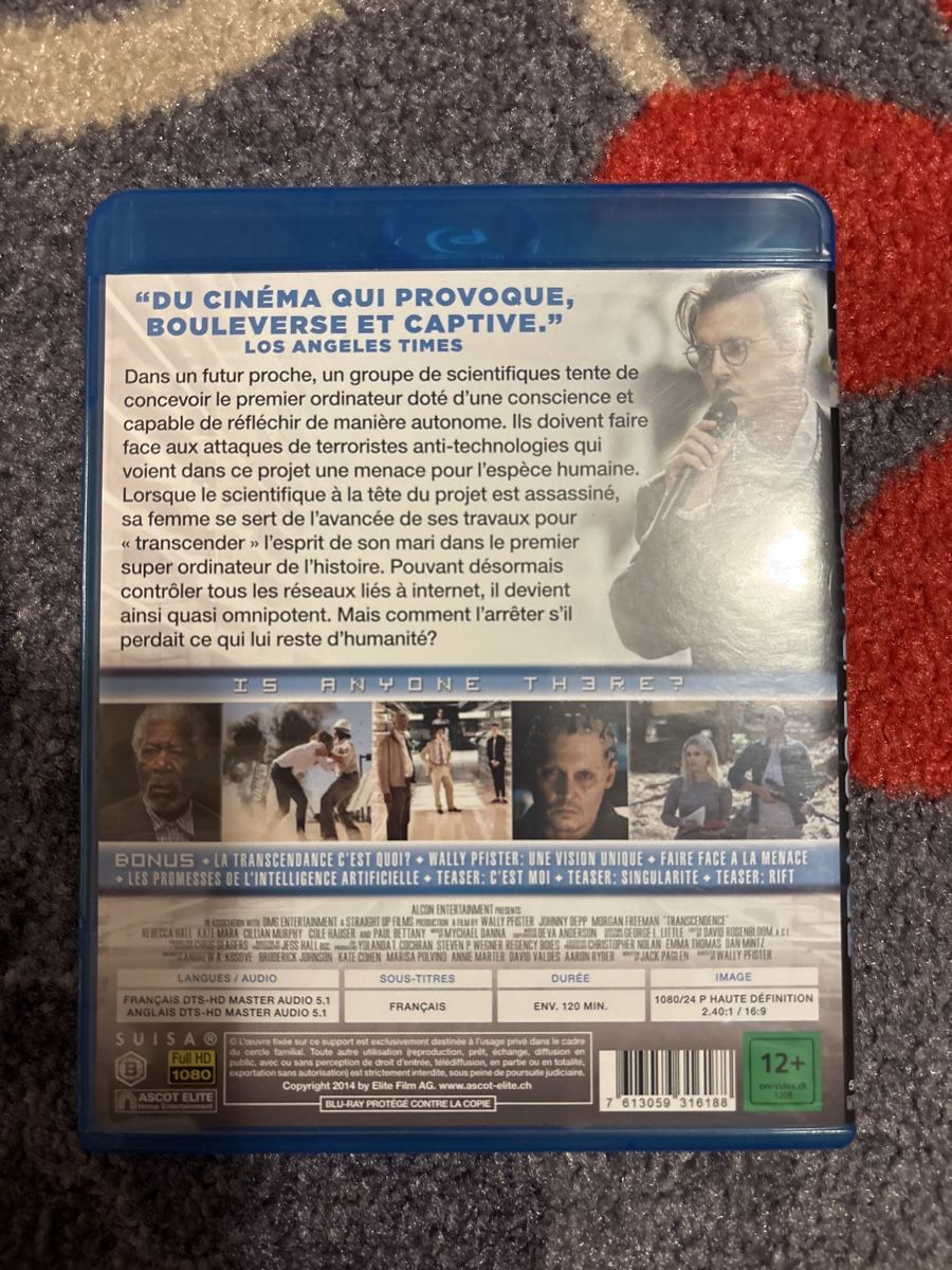 Tutti i DVDs: Blu-ray Transcendence avec Johnny Depp - Comme neuf! – Usato da Les Bois venduto da warner10504 1