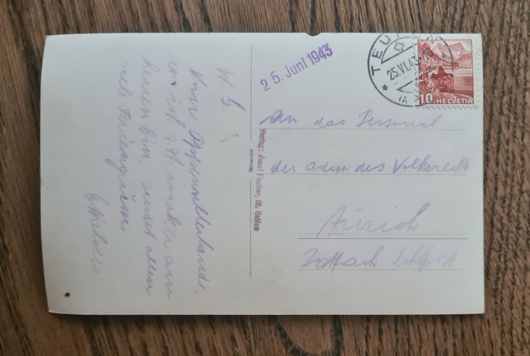 Cartoline postali: Flugaufnahme Teufen 1943 – Usato da Ebikon venduto da Donar50 2