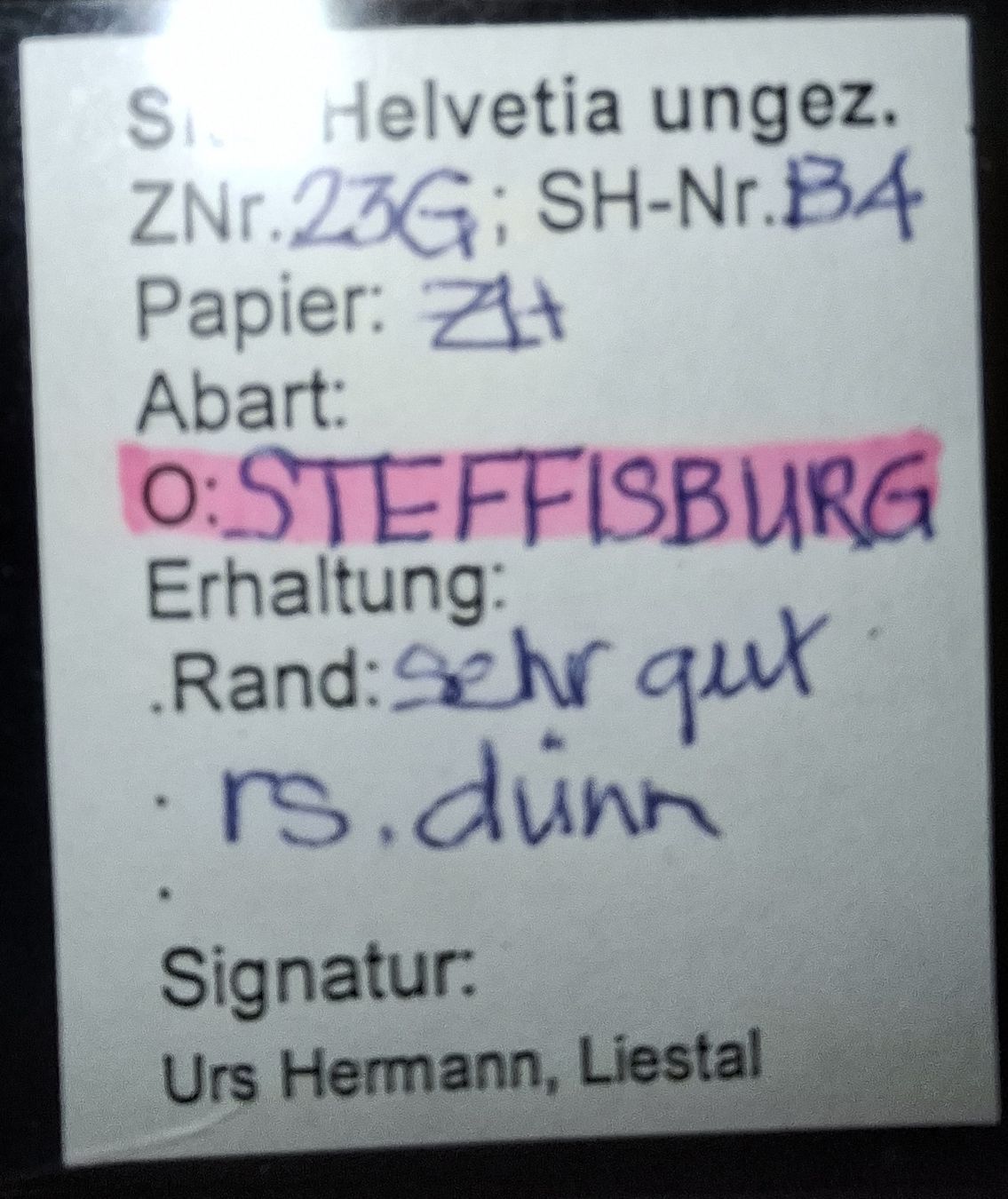 Tutti i francobolli: Strubel 23G Steffisburg mit Befund  – Usato da Balgach venduto da SIMEON27 2