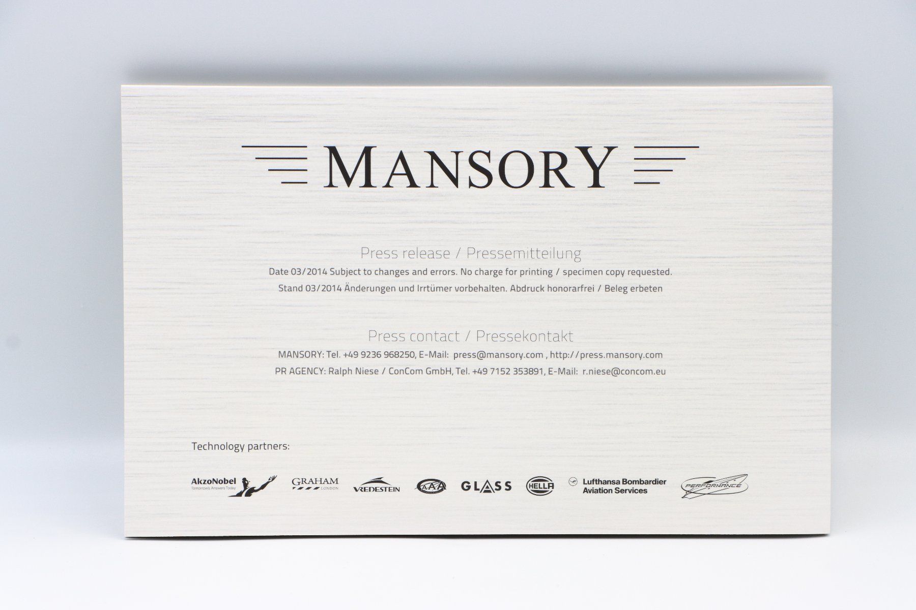 Dokumente: Mansory Modellprogramm Geneva Motor Show 2014 Prospekt – Gebraucht aus Bühl b.Aarberg von Collectorpassions 1