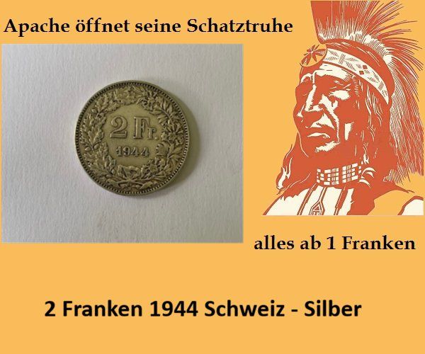 Toutes les monnaies: 2 Franken 1944 -  Silber - Schweiz – D'occasion à Zürich par Apache4