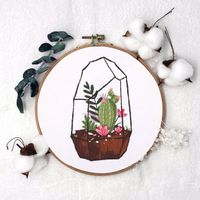 Bastelset Kaktus im Glas Stickerei Kit Set Sticken DIY