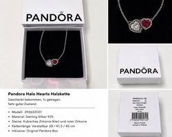 Pandora Halo Hearts Halskette  1x getragen, Originalbox