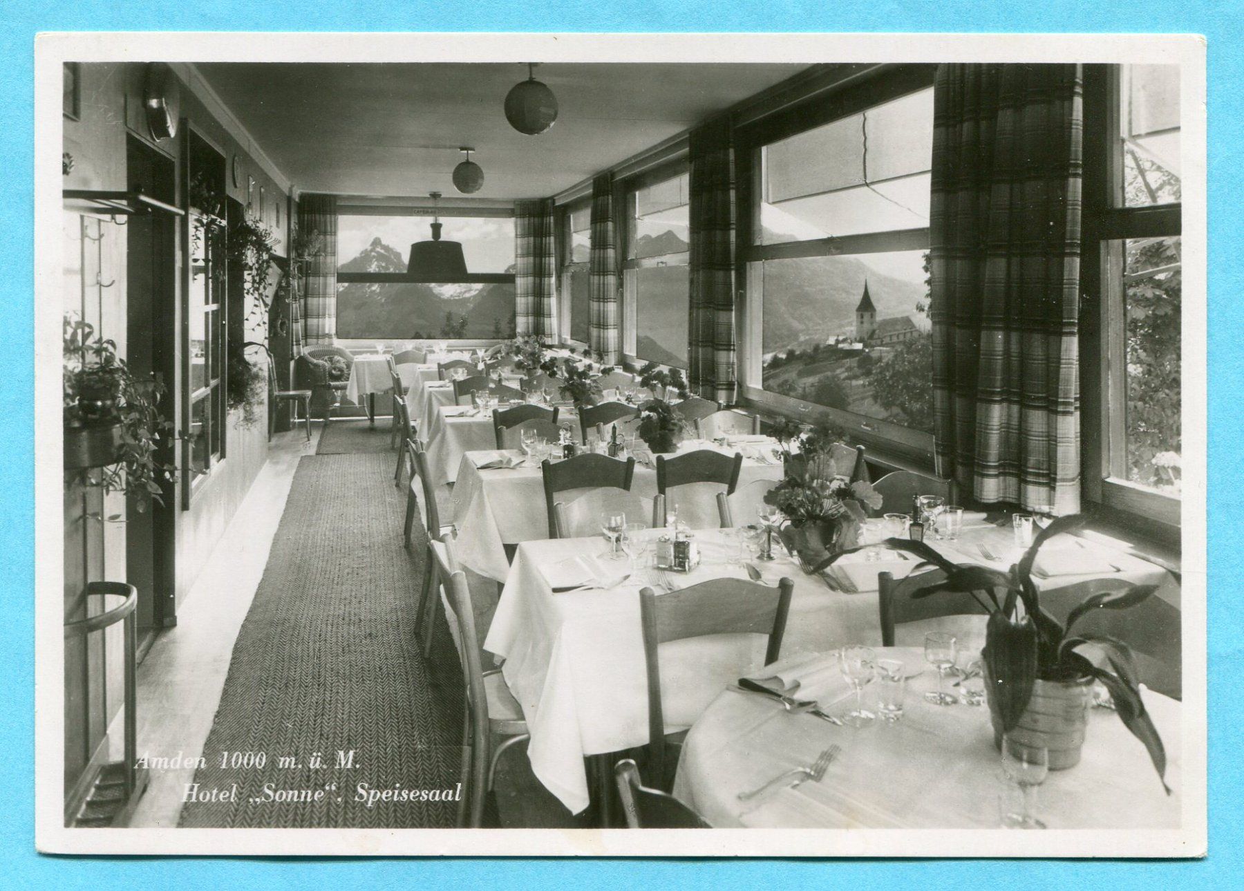 Ansichtskarten: Amden 1950 - Hotel "Sonne" - Speisesaal – Gebraucht aus Opfikon von cleocat-vb