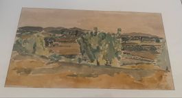 Original Aquarell / Landschaft – signiert und datiert 1970 