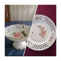 Vintage Set Konfektschale auf Bein Arabella und Teller