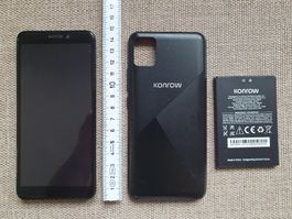 Konrow STAR55 Smartphone schwarz mit Akku und Hülle Defekt