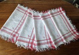 5er Set Vintage Stoffservietten, rot/weiss, Monogramm😍