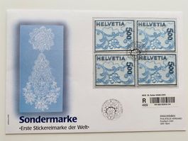 Stickerei FDC auf Brief 4x Nr. 998 Einzel selten + hoher Kat