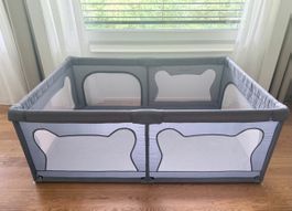 Laufgitter, Laufstall Lionelo grau 187x127x68cm 
