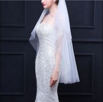 NEUER Brautschleier IVORY mit Kamm 60 cm lang - 2021106