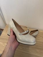 Damen Lack Pumps Beige Mittel Absatz Gr39 Neu Elegant