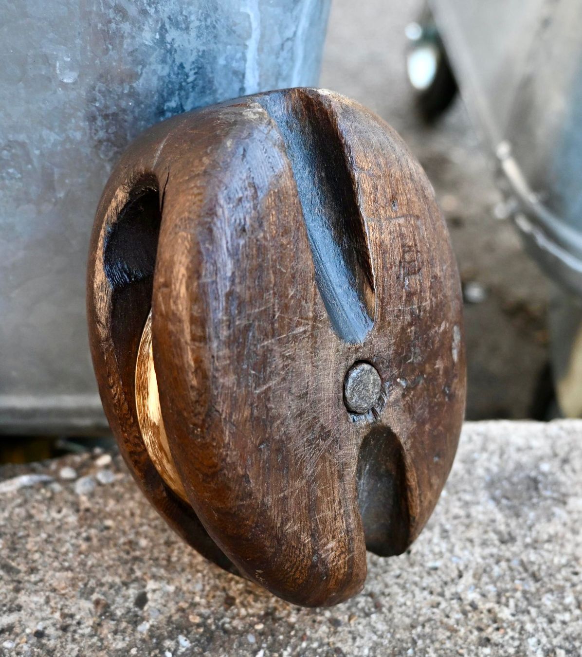 Sonstiges zum Lager & Transport: antiker Schiffsblock gemarkt TESTED & 10 Messing & Holz – Gebraucht aus Pfaffhausen von mono_rec 1