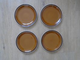 4 braune vintage Dessert- / Frühstücks-Teller * RÖSSLER