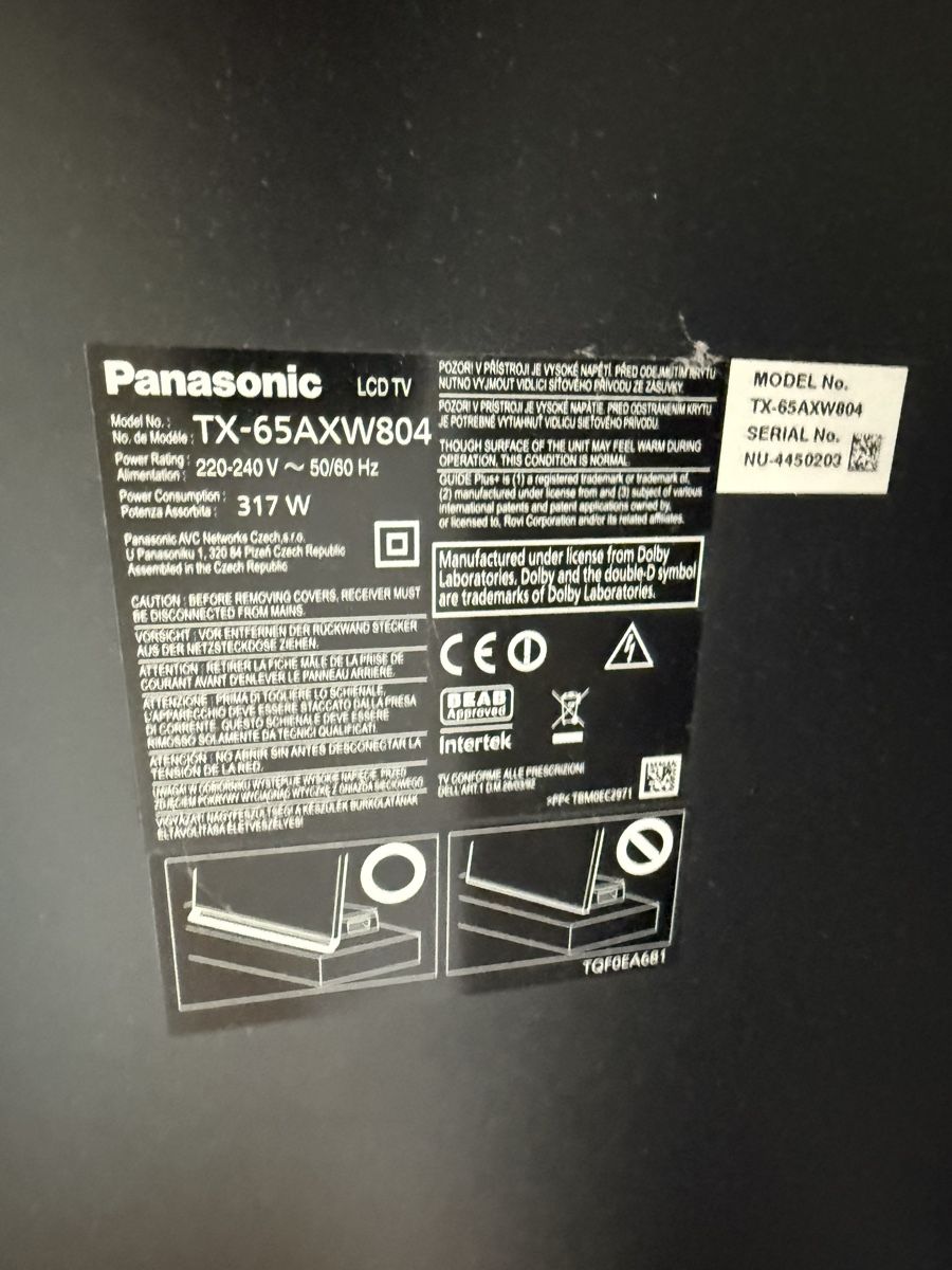 Panasonic Fernseher: Panasonic TX-65AXW804 LCD TV – Defekt aus Mont-sur-Rolle von kev_bzs9 3