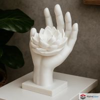 Blooming Lotus Hand Sculpture - Contemporary Art - 3D Print