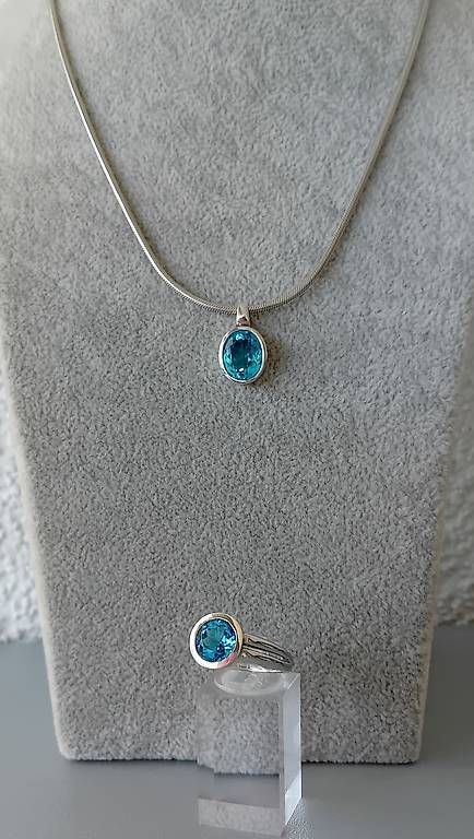 Altri gioielli: Set Ring und Anhänger mit Blautopas in Silber – Usato da Stans venduto da wer_fd5f 3