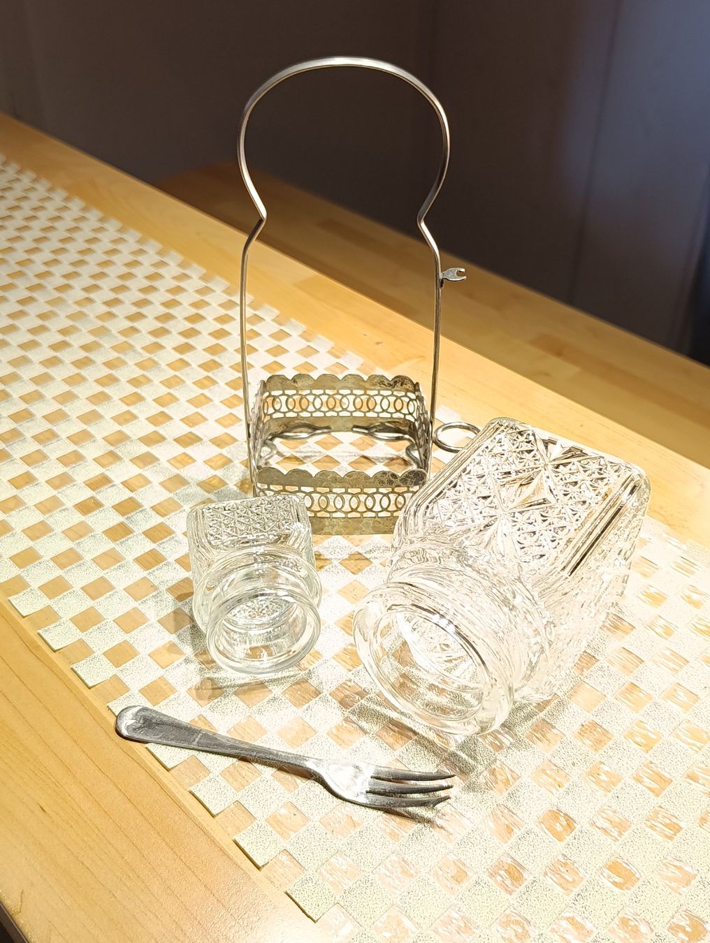 Caraffe: Jugendstil Gurkenrollglas versilberte gestell, Gabel Top – Usato da Steffisburg venduto da 1.Schmuckschatulle 3