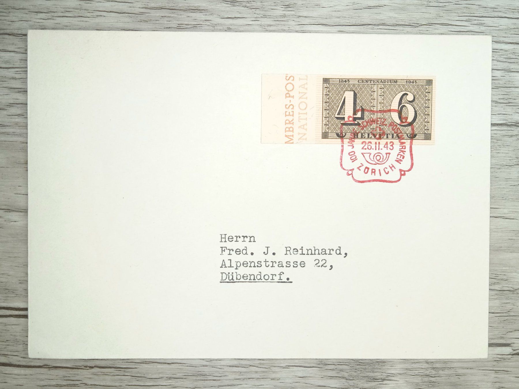 Tutti i francobolli: TR72 Enveloppe + Timbre Suisse 1943 – Usato da Cousset venduto da Patrick_Collections