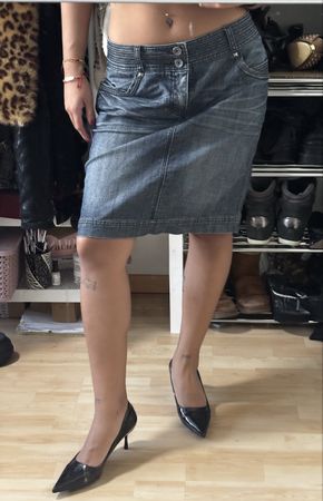 Vintage Denim Rock lang mit Nieten Gr. S/M